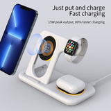 OEM M32 foldable 3 in 1 wireless charging dock for iphone samsung smart watch earphone