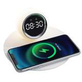 Smart alarm clock LED ambient light mobile wireless charger TWS  earphone fast wireless charging sta